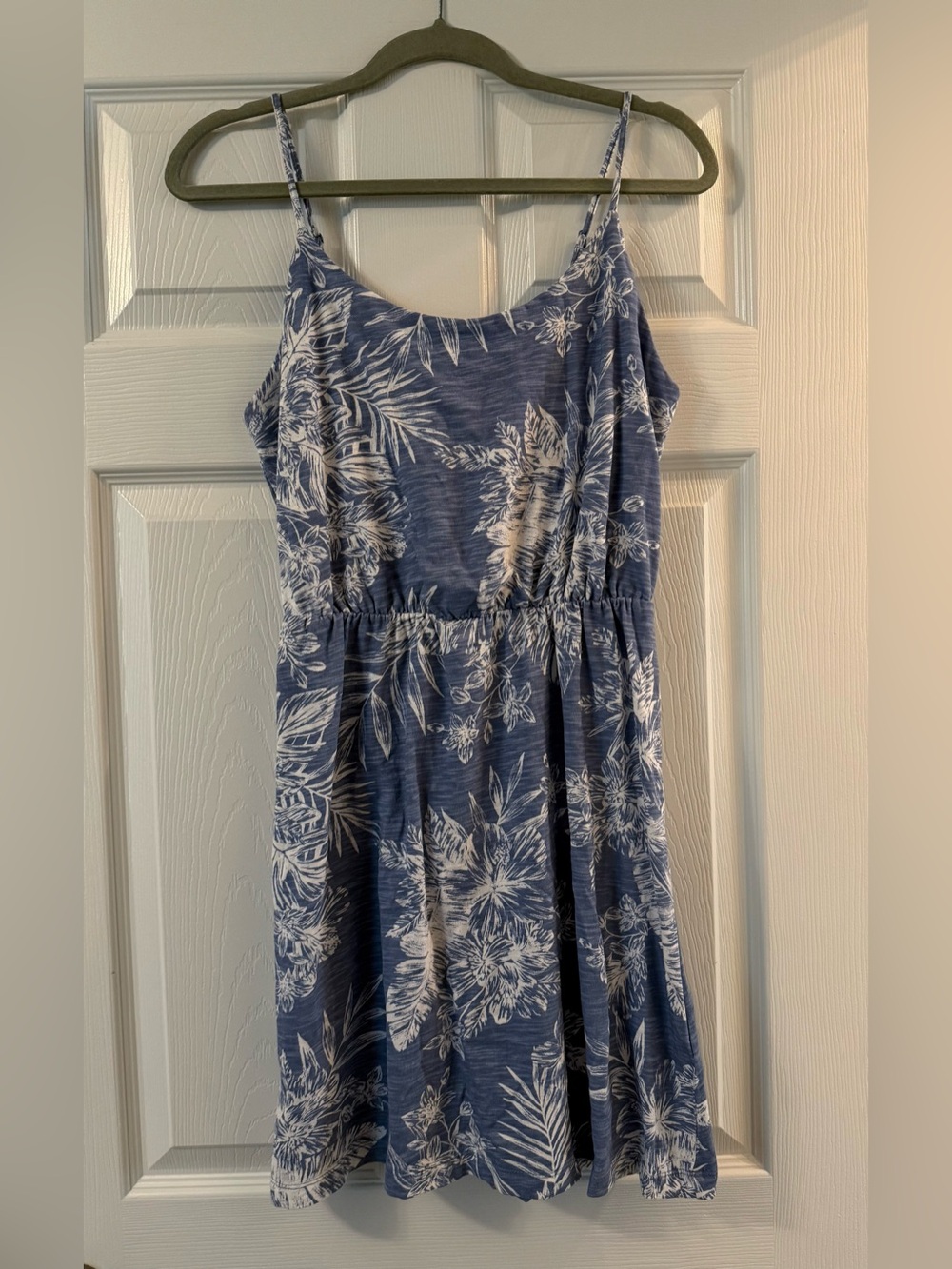 Old Navy Light Blue and White Floral Tank Dress
